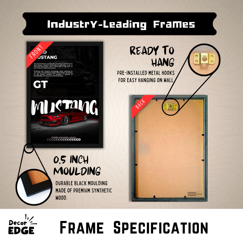 GT MUSTANG - Framed Car Poster