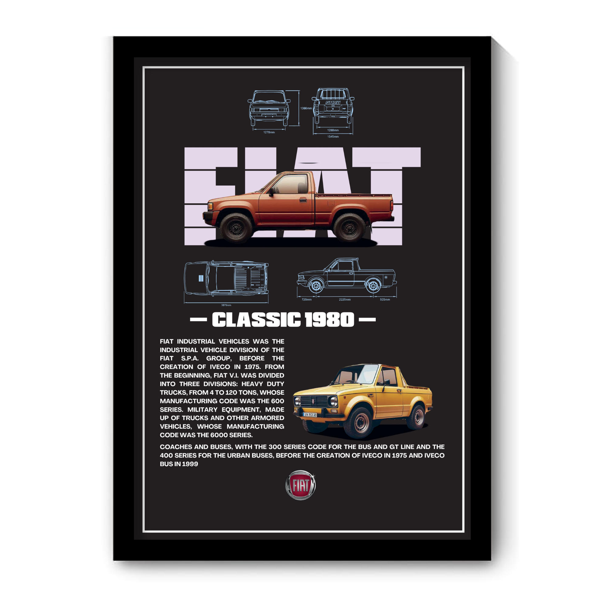 FIAT CLASSIC 1980 V1 - Framed Car Poster