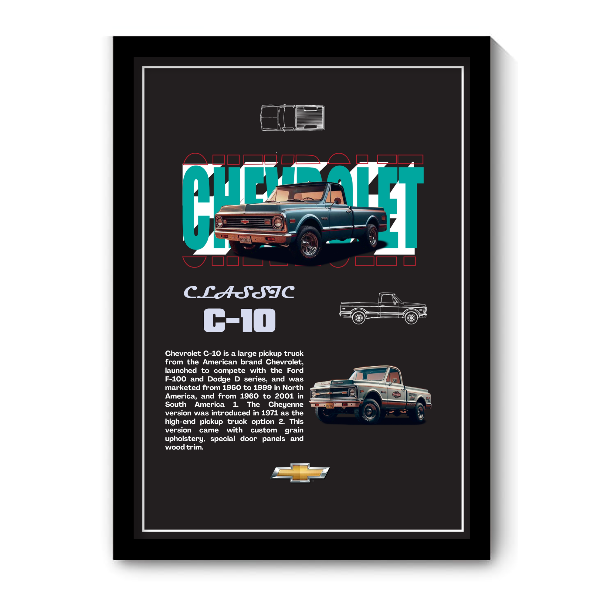 CHEVROLET CLASSIC C-10 V1 - Framed Car Poster