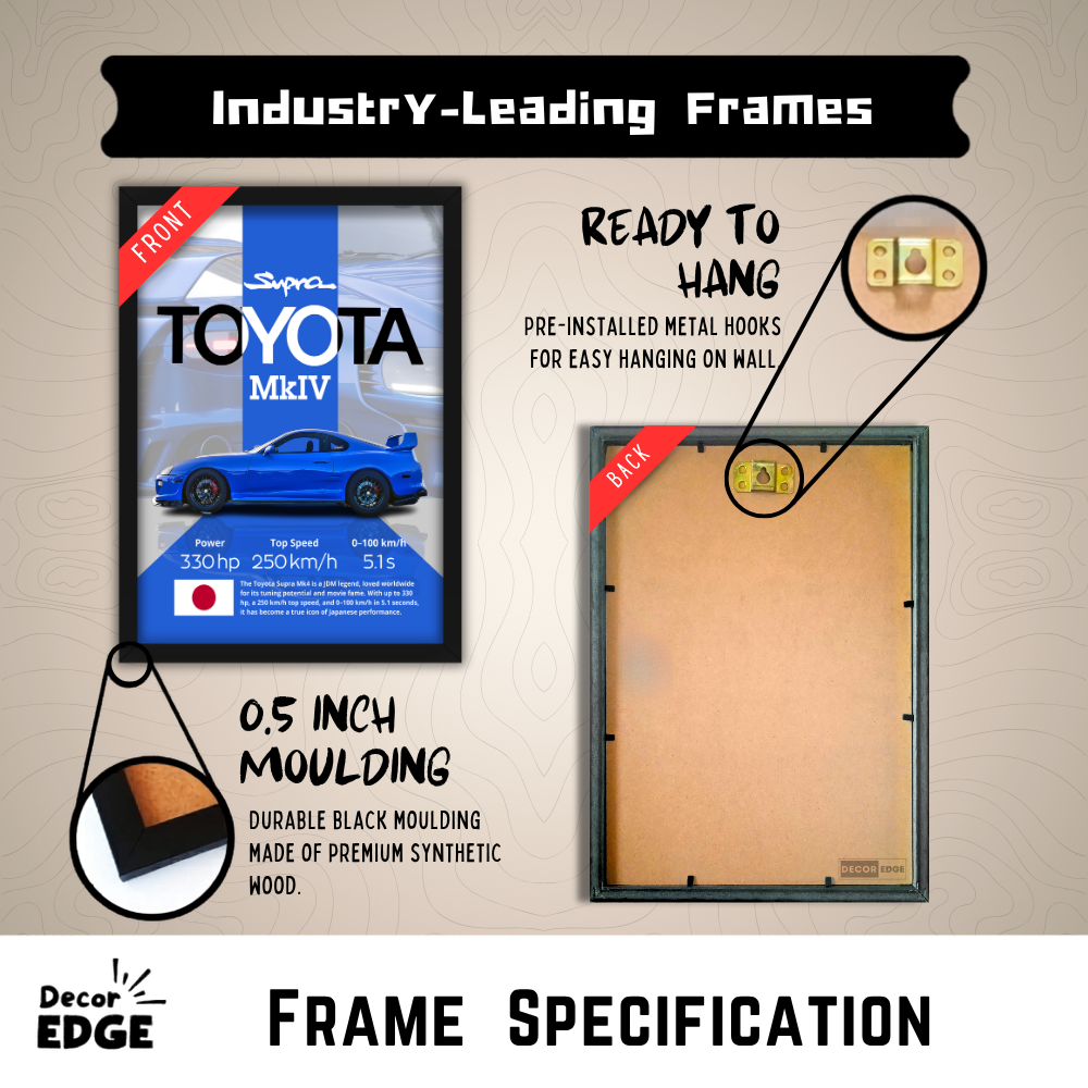TOYOTA SUPRA MKIV - Framed Car Poster