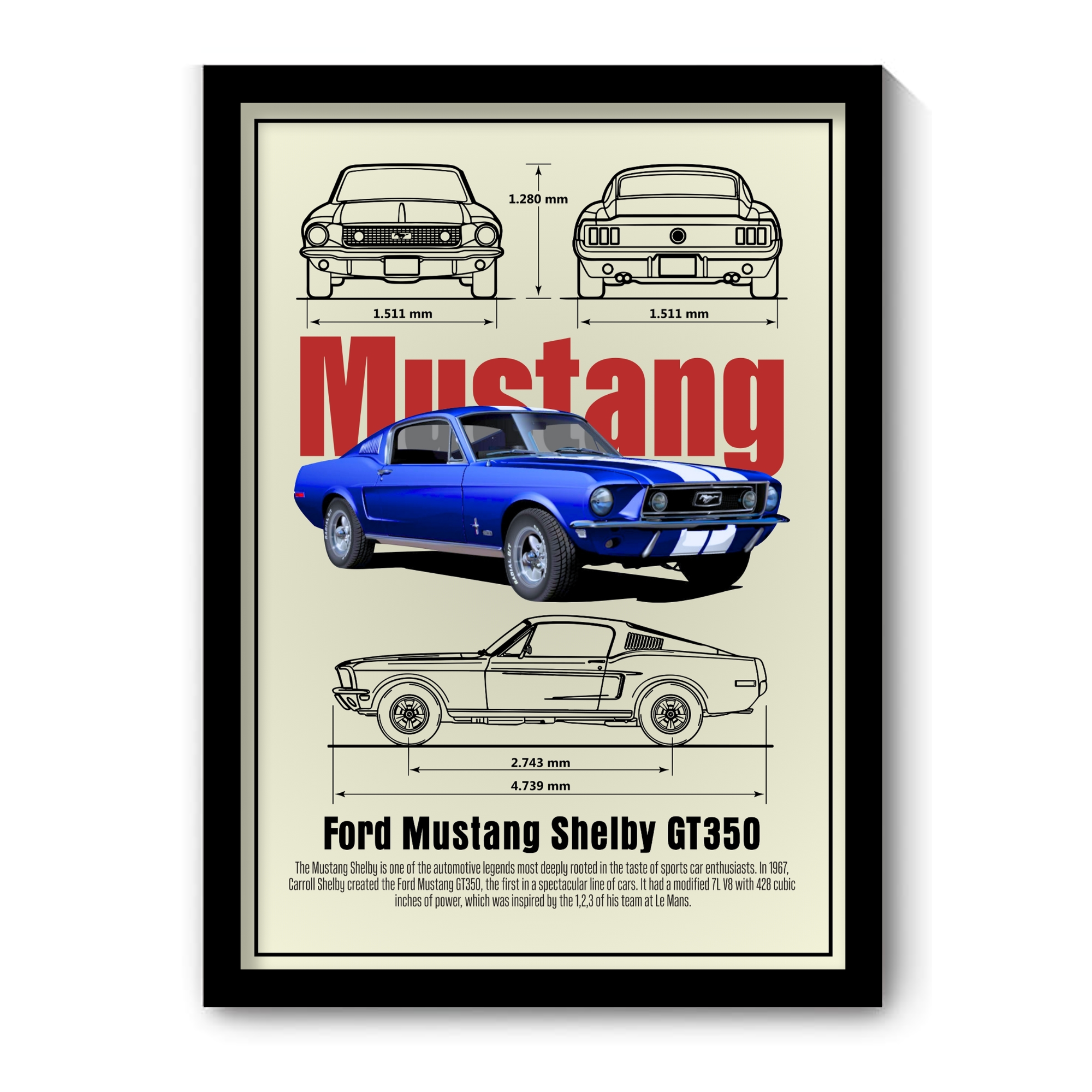MUSTANG SHELBY GT350 - Framed Car Poster