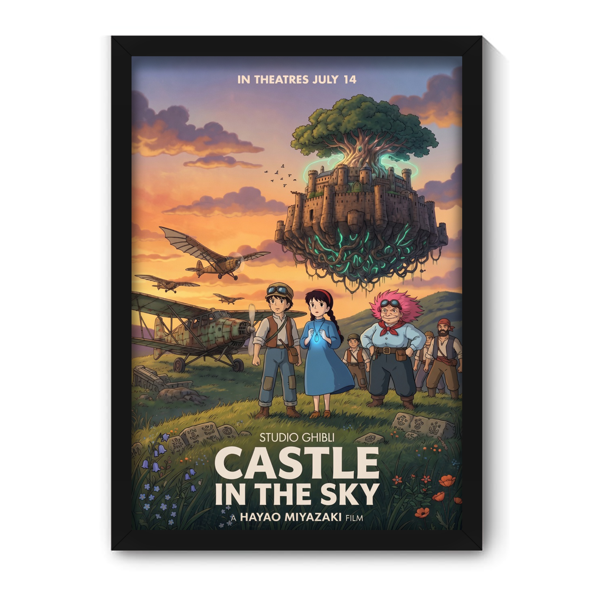 CASTLE IN THE SKY- Framed Ghibli Anime Poster