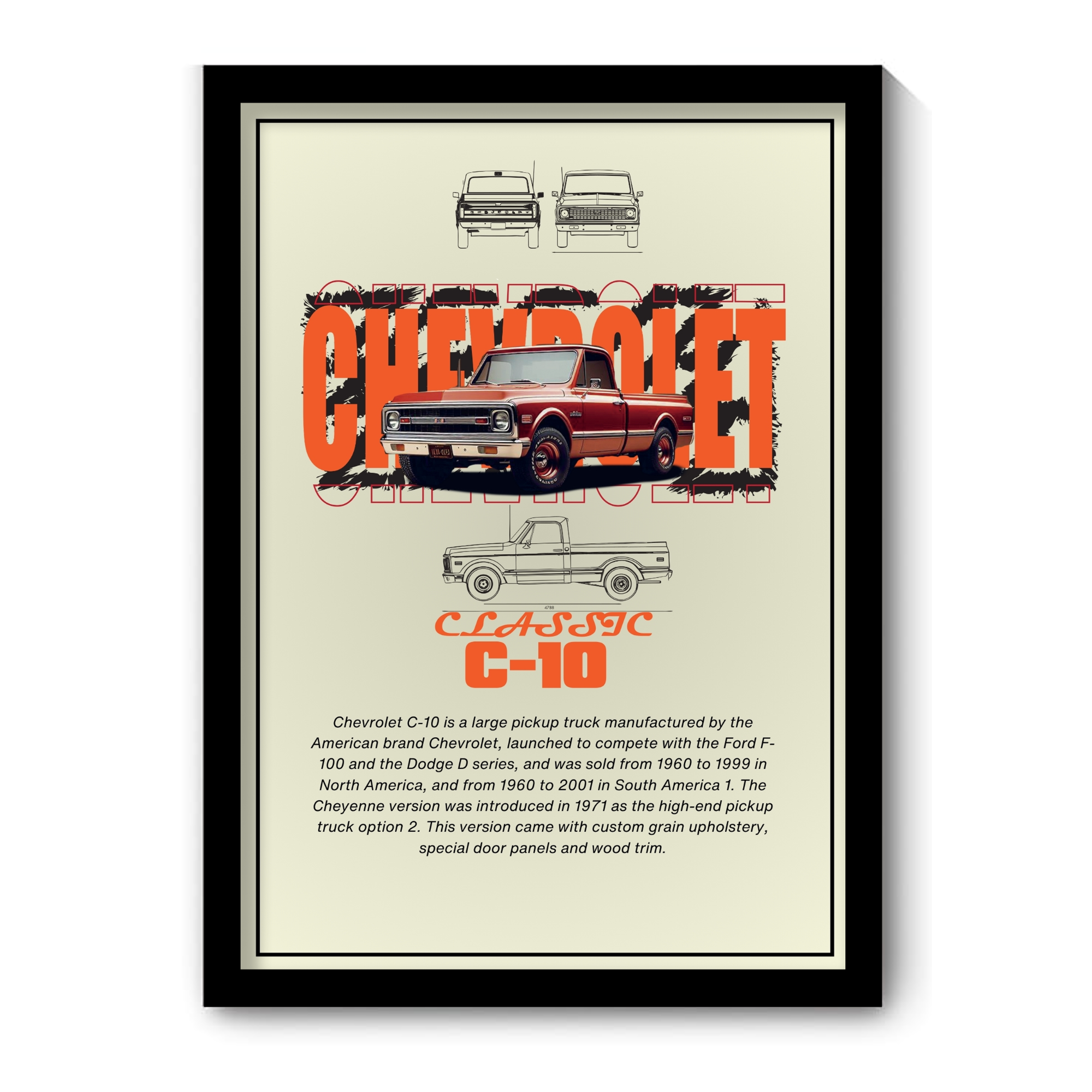 CHEVROLET CLASSIC C-10 V2 - Framed Car Poster