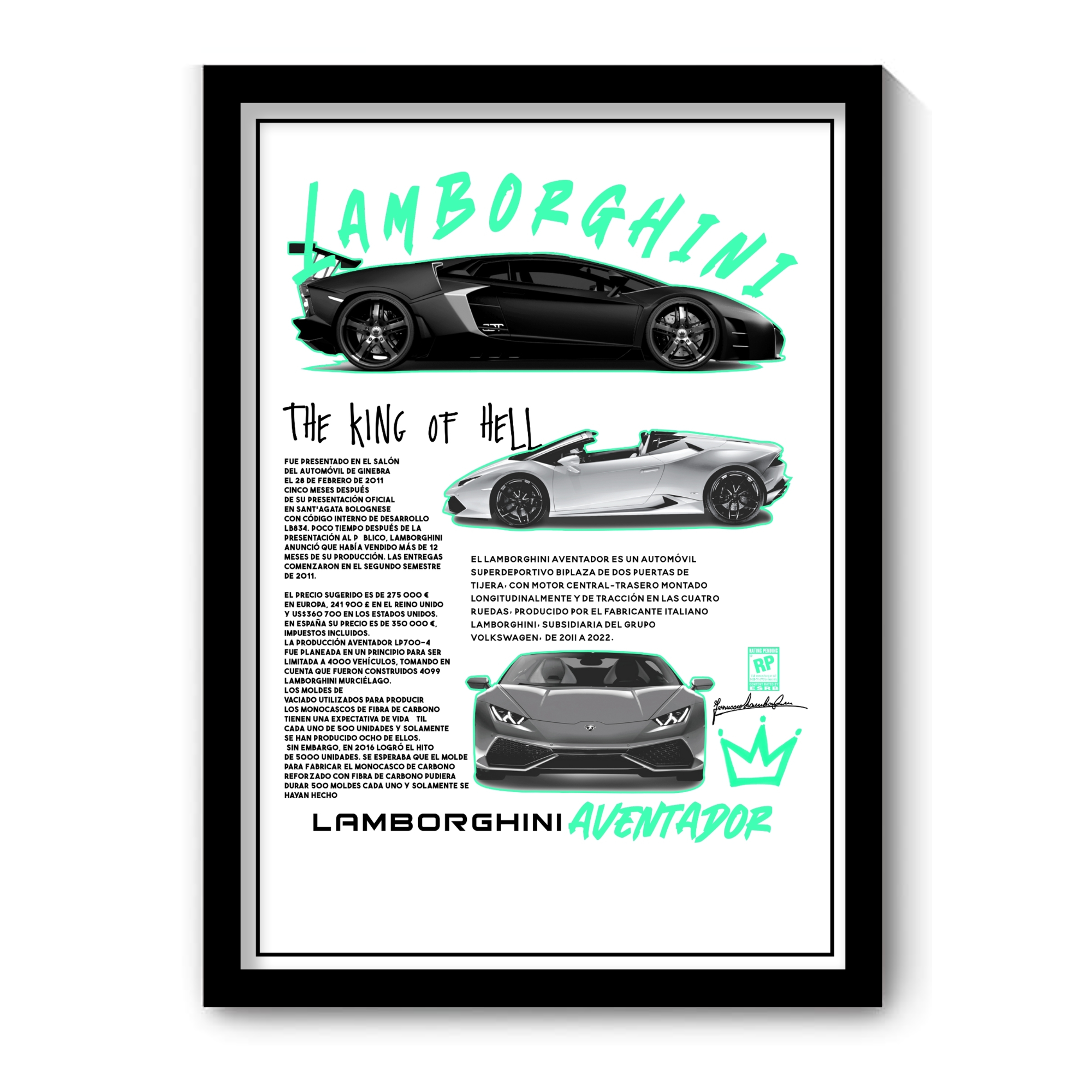 LAMBORGHINI AVENTADOR - Framed Car Poster