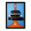GULF RACING FORD MUSTANG - Framed Car Poster