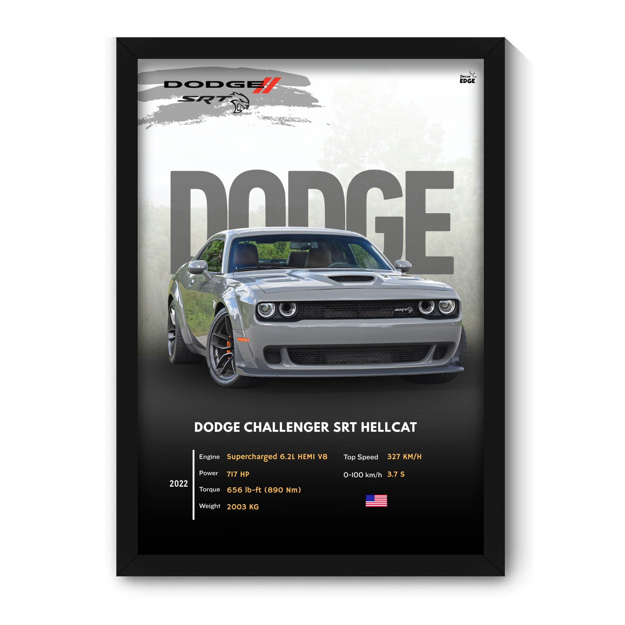 DODGE CHALLENGER SRT - Framed Car Poster
