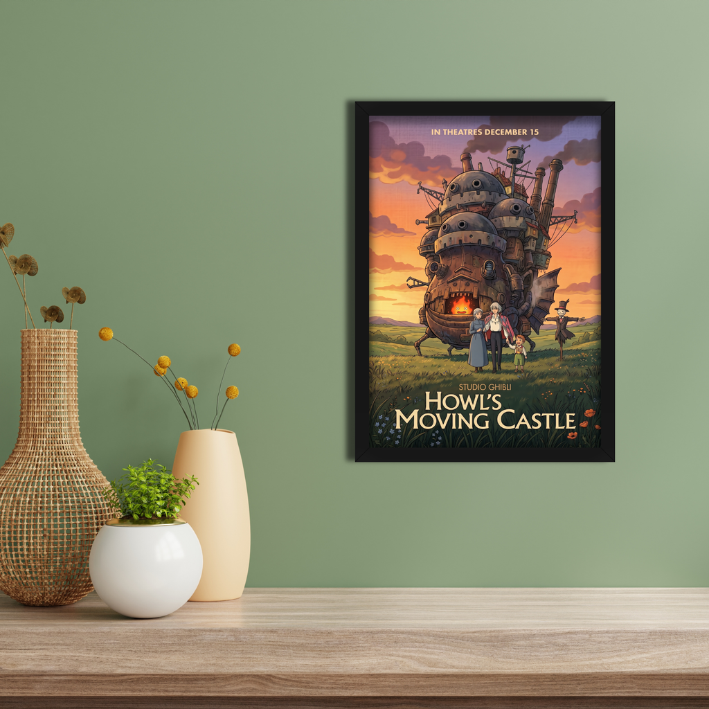 HOWLS MOVING CASTLE- Framed Ghibli Anime Poster