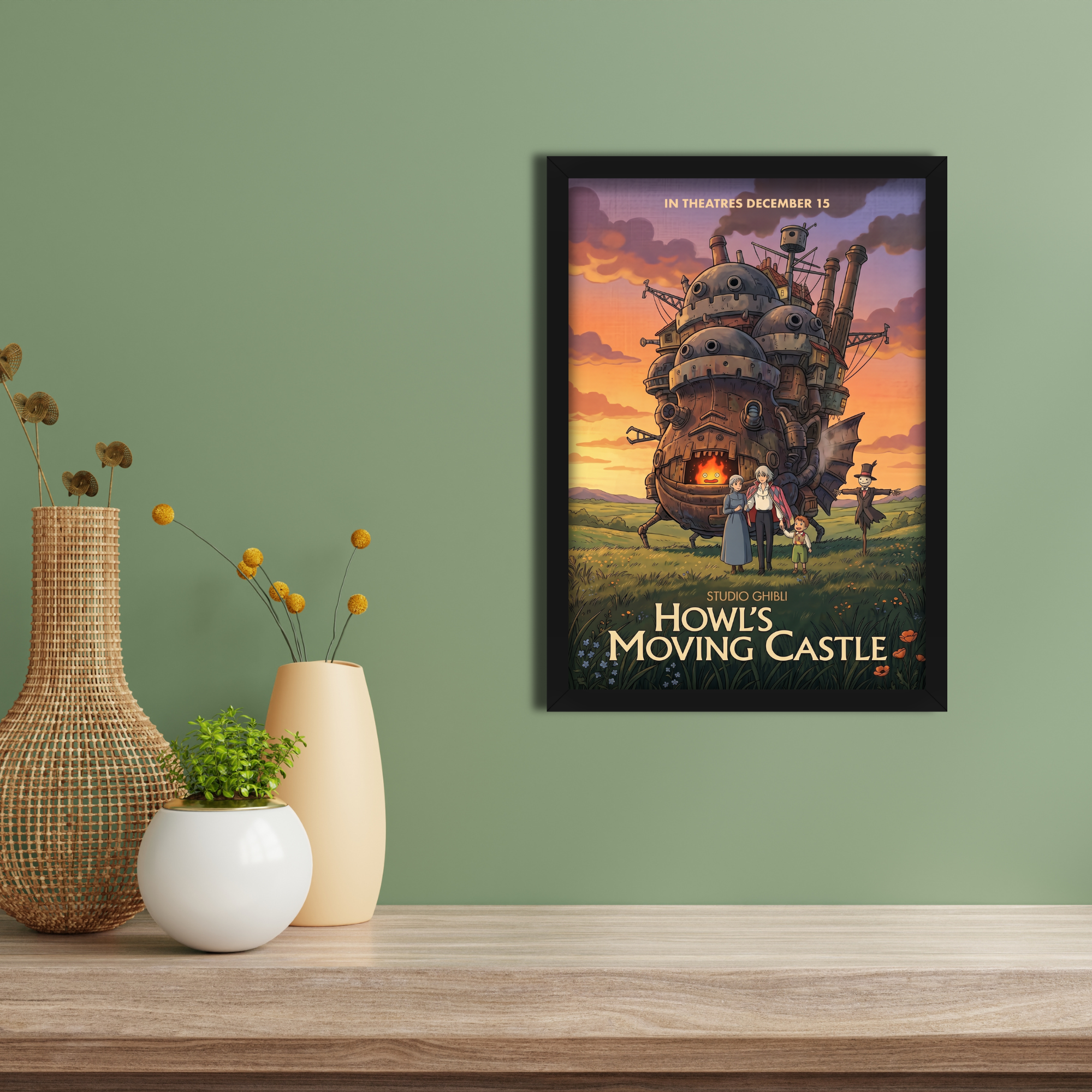HOWLS MOVING CASTLE- Framed Ghibli Anime Poster