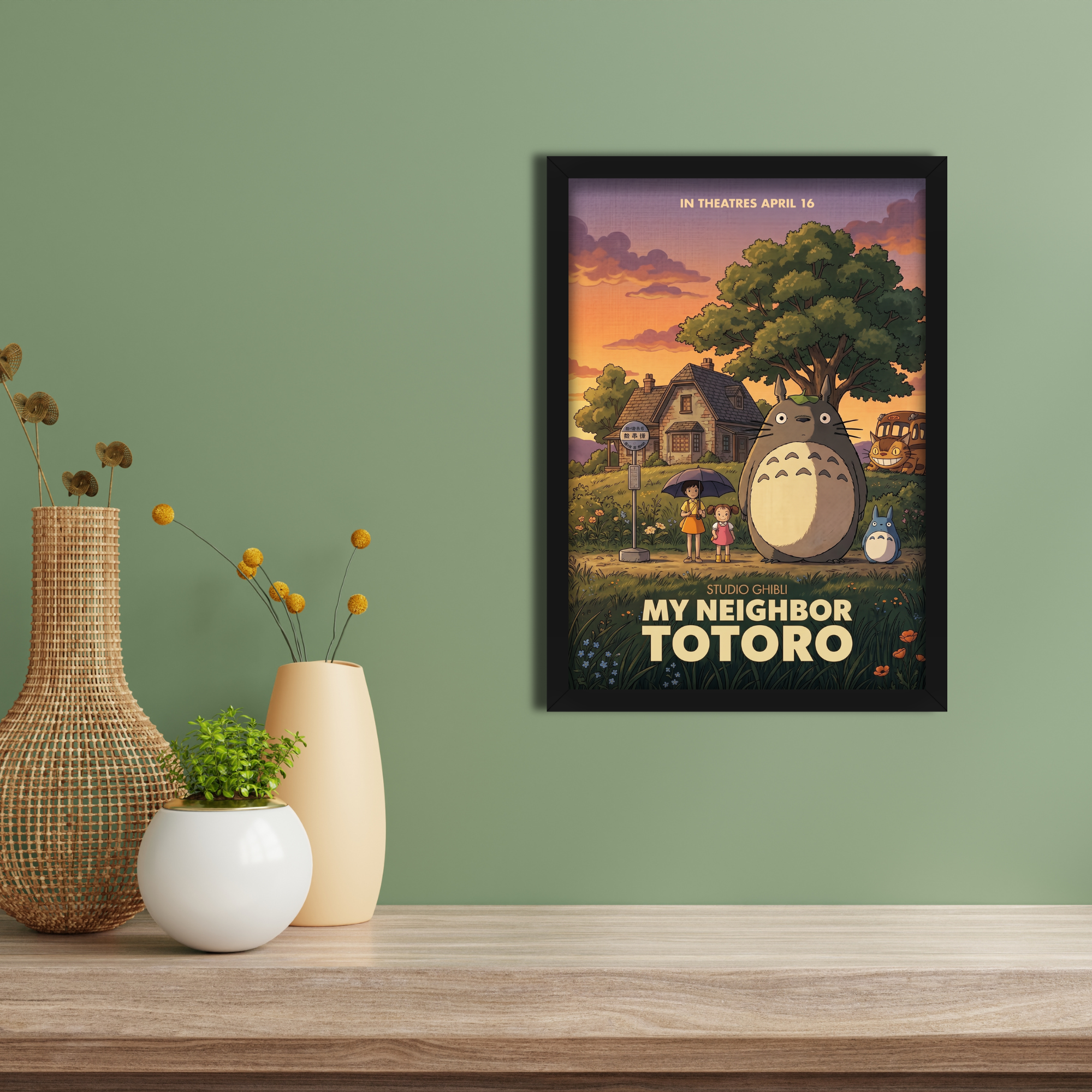 MY NEIGHBOUR TOTORO- Framed Ghibli Anime Poster