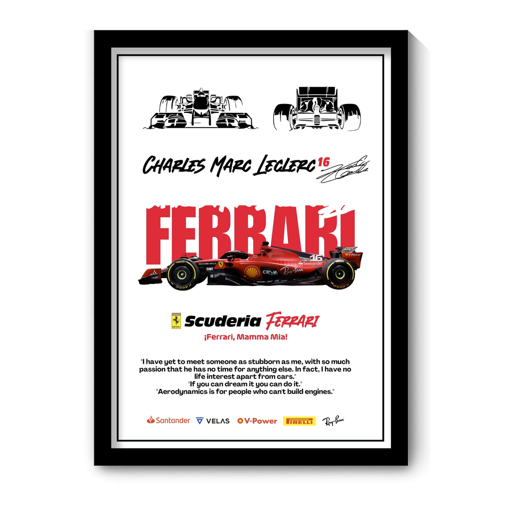 FERRARI CHARLES MARC LECLERC 16 - Framed Car Poster