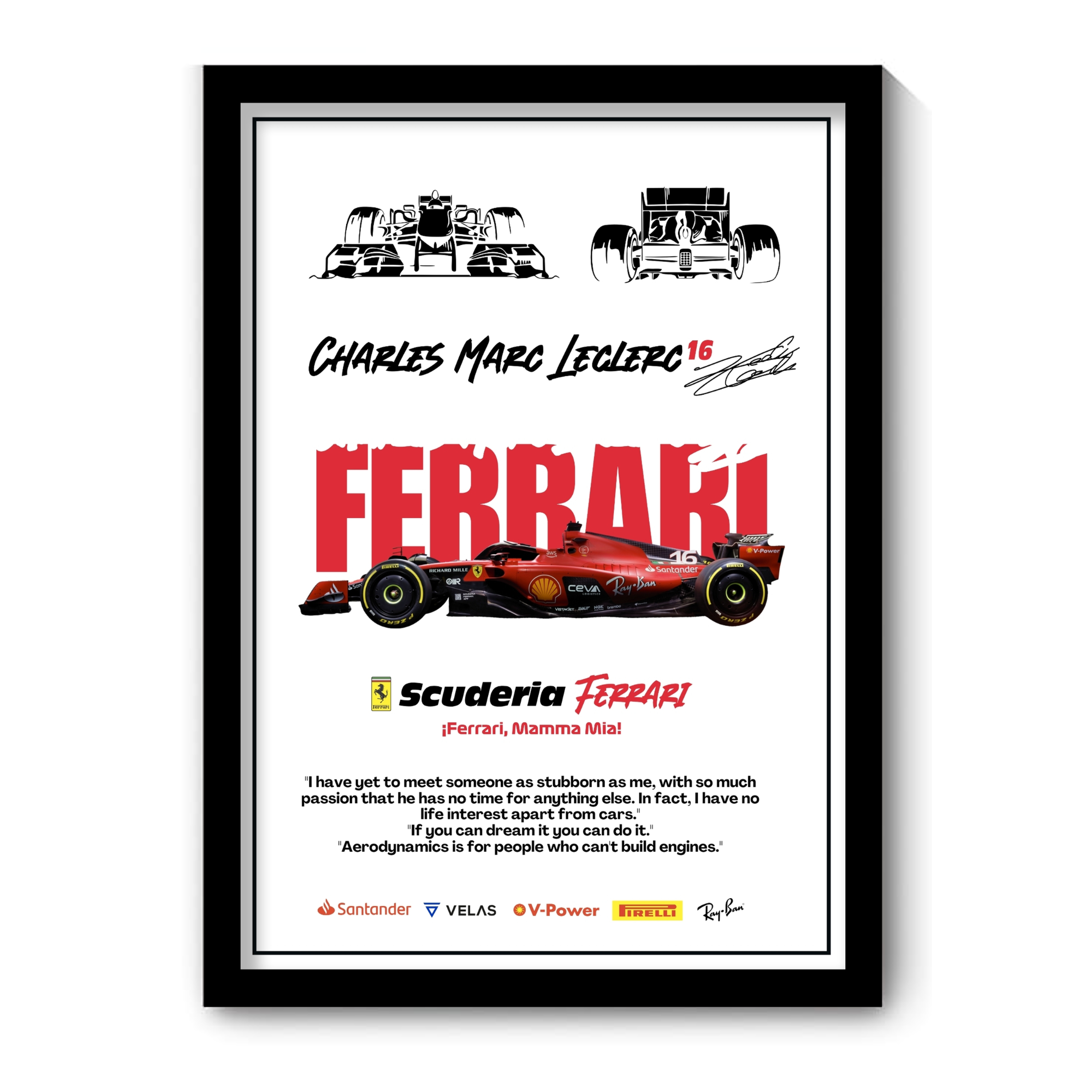 FERRARI CHARLES MARC LECLERC 16 - Framed Car Poster