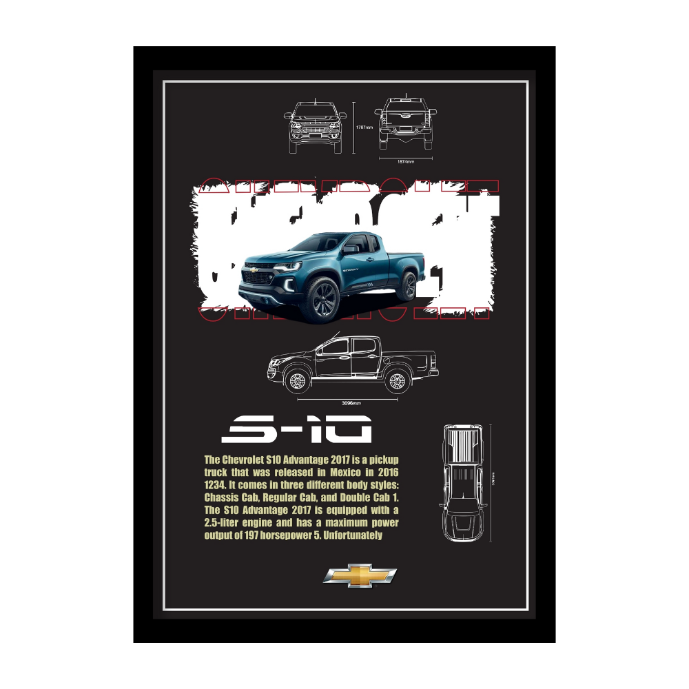 CHEVROLET S-10 ADVANTAGE 2017 - Framed Car Poster