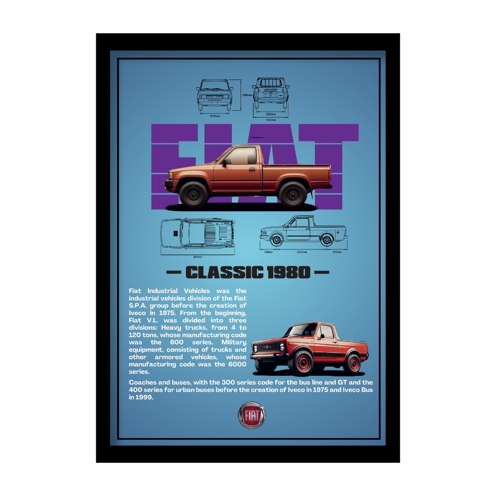 FIAT CLASSIC 1980 V2 - Framed Car Poster