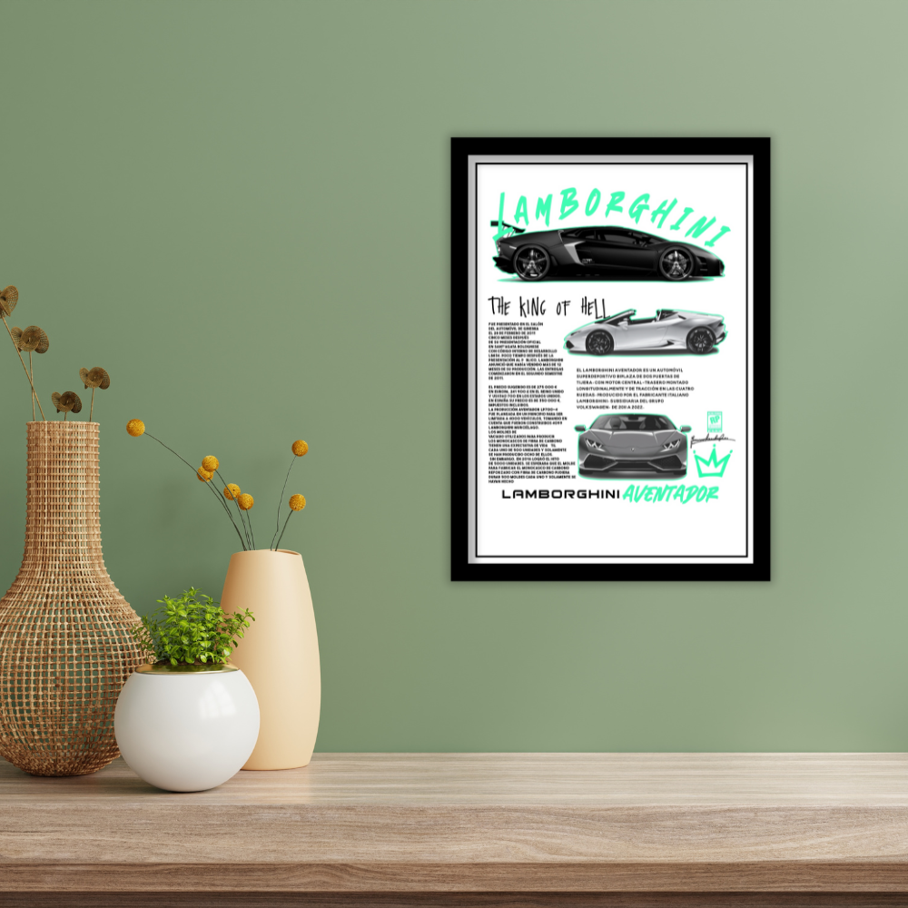 LAMBORGHINI AVENTADOR - Framed Car Poster