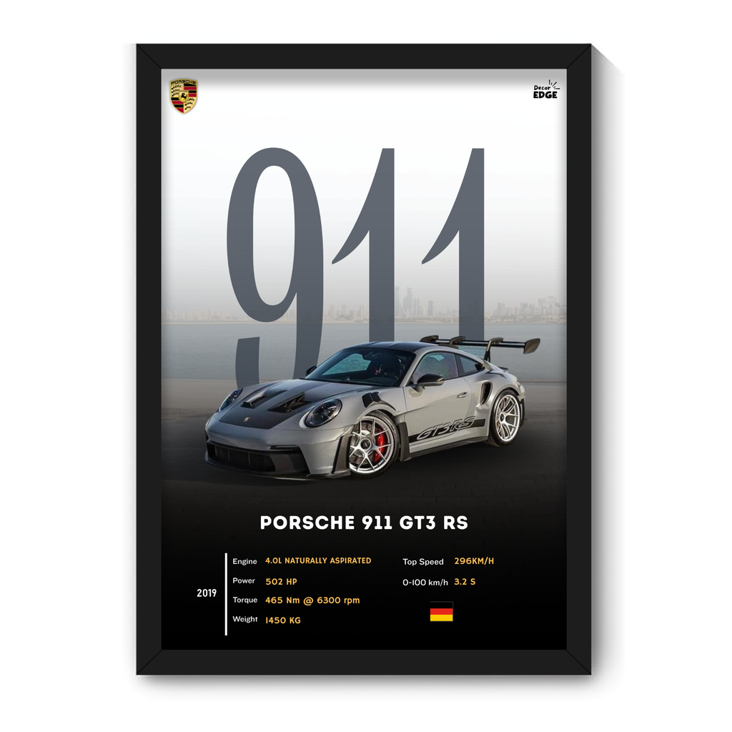PORSCHE 911 GT3 RS - Framed Car Poster