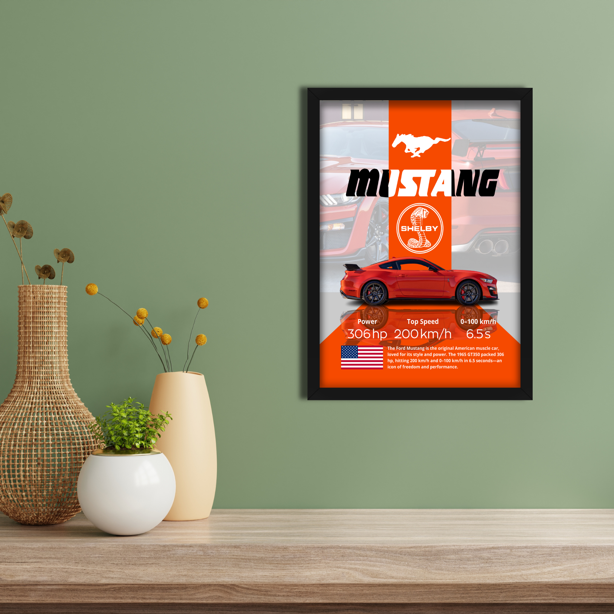 MUSTANG SHELBY - Framed Car Poster