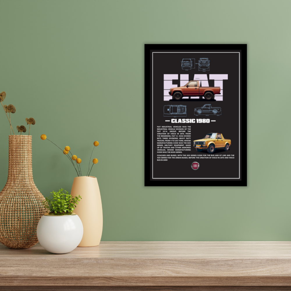 FIAT CLASSIC 1980 V1 - Framed Car Poster