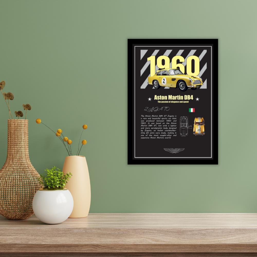 ASTON MARTIN DB4 GT ZAGATO 1960 - Framed Car Poster