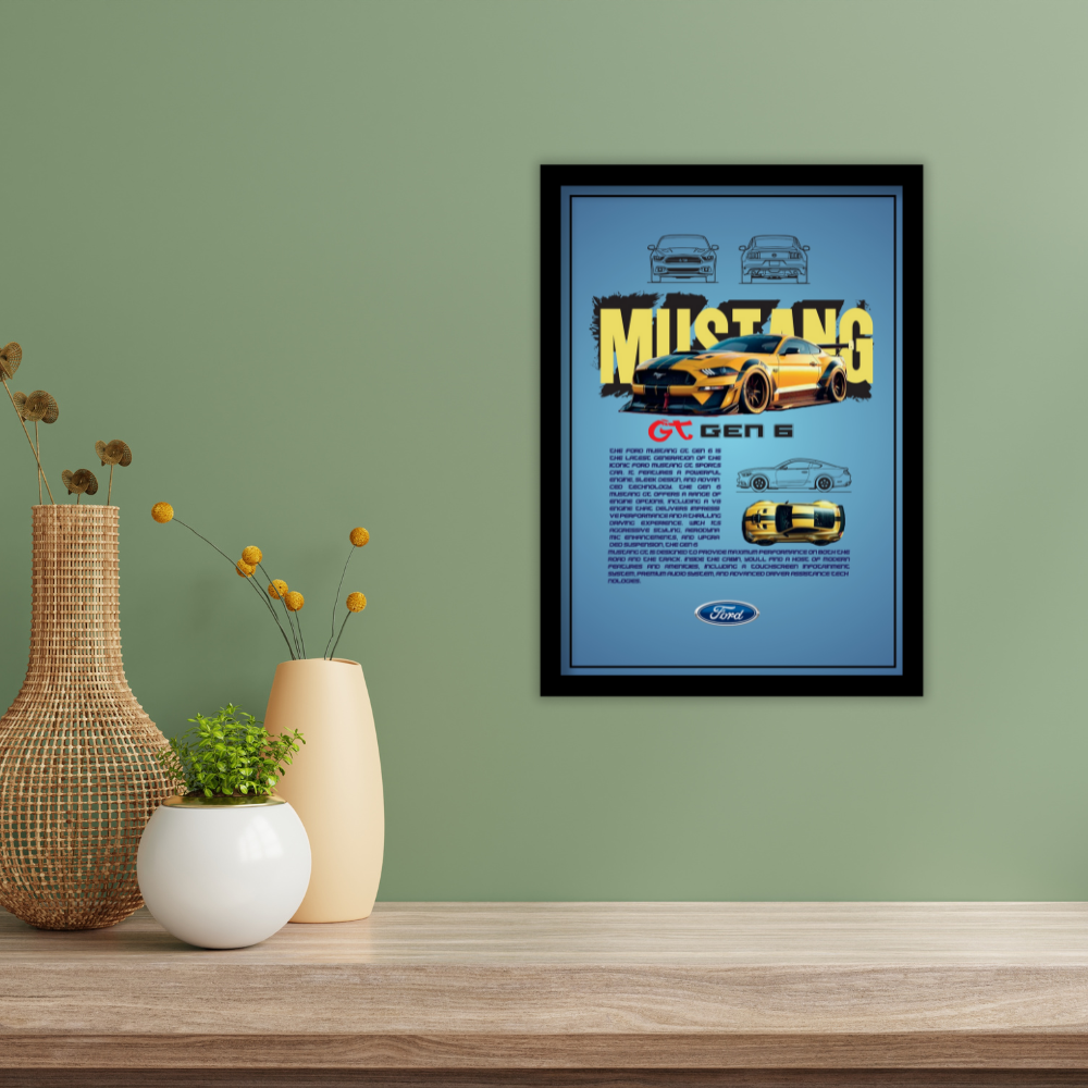 FORD MUSTANG GT GEN 6 - Framed Car Poster