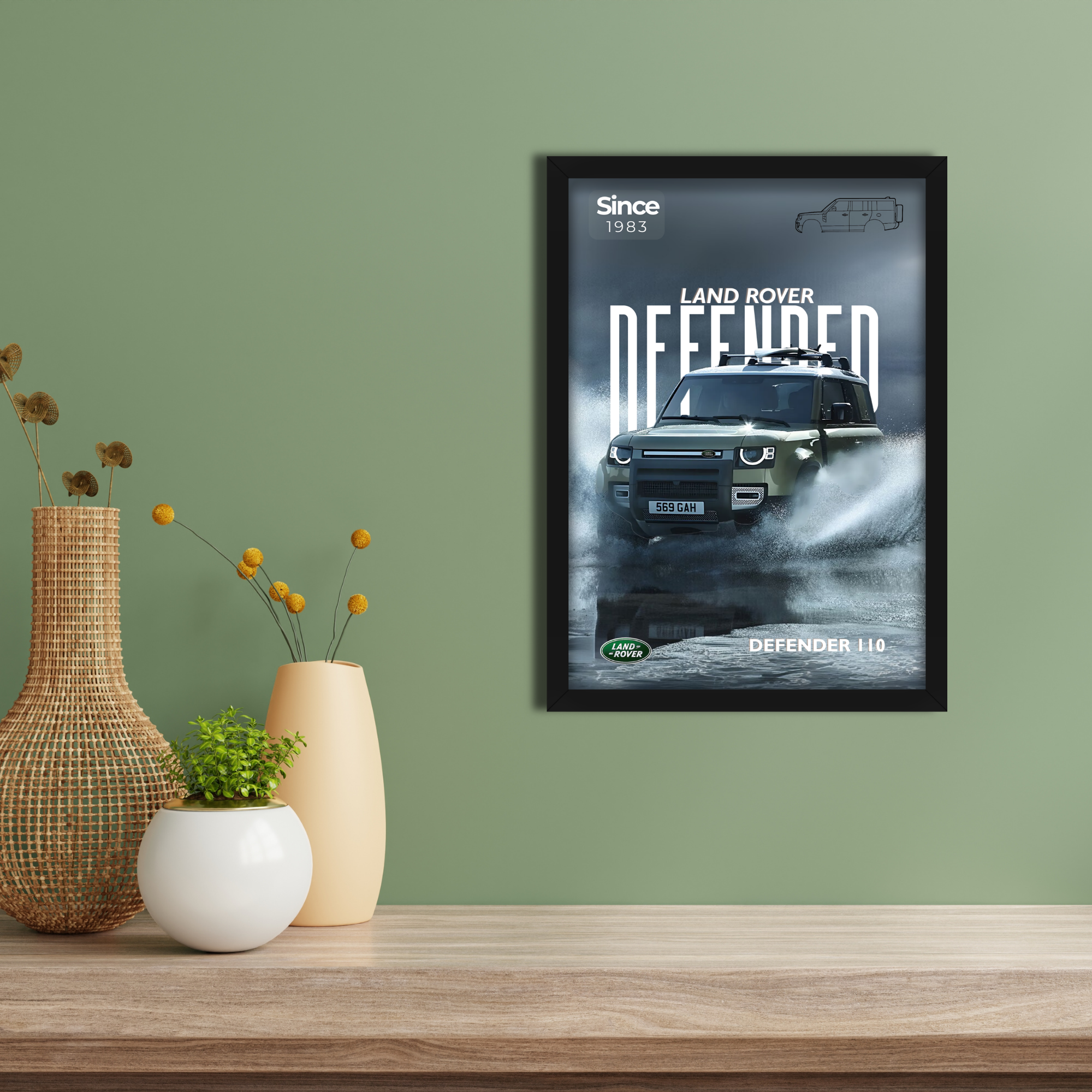 LAND ROVER DEFENDER - Framed Car Poster