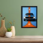 GULF RACING FORD MUSTANG - Framed Car Poster
