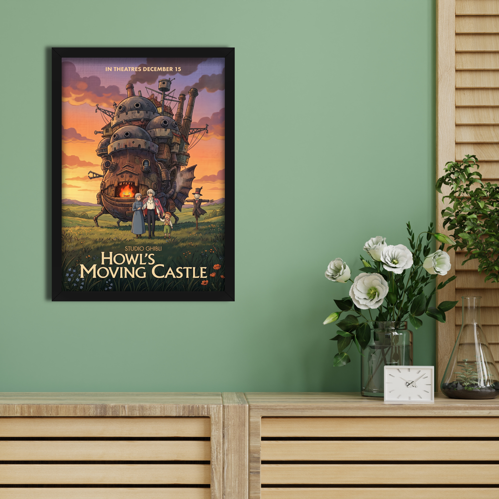 HOWLS MOVING CASTLE- Framed Ghibli Anime Poster