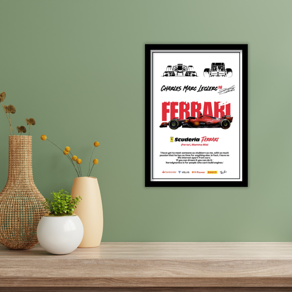 FERRARI CHARLES MARC LECLERC 16 - Framed Car Poster