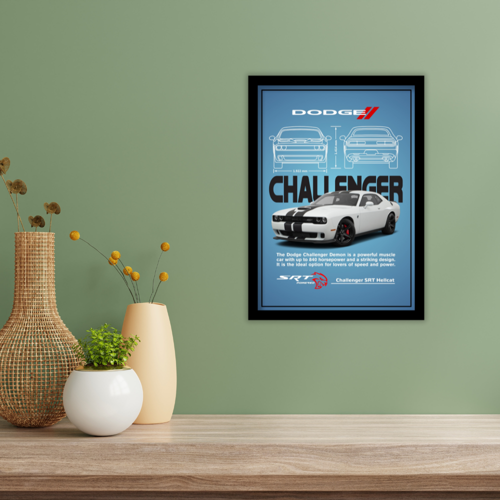 DODGE CHALLENGER SRT HELLCAT - Framed Car Poster