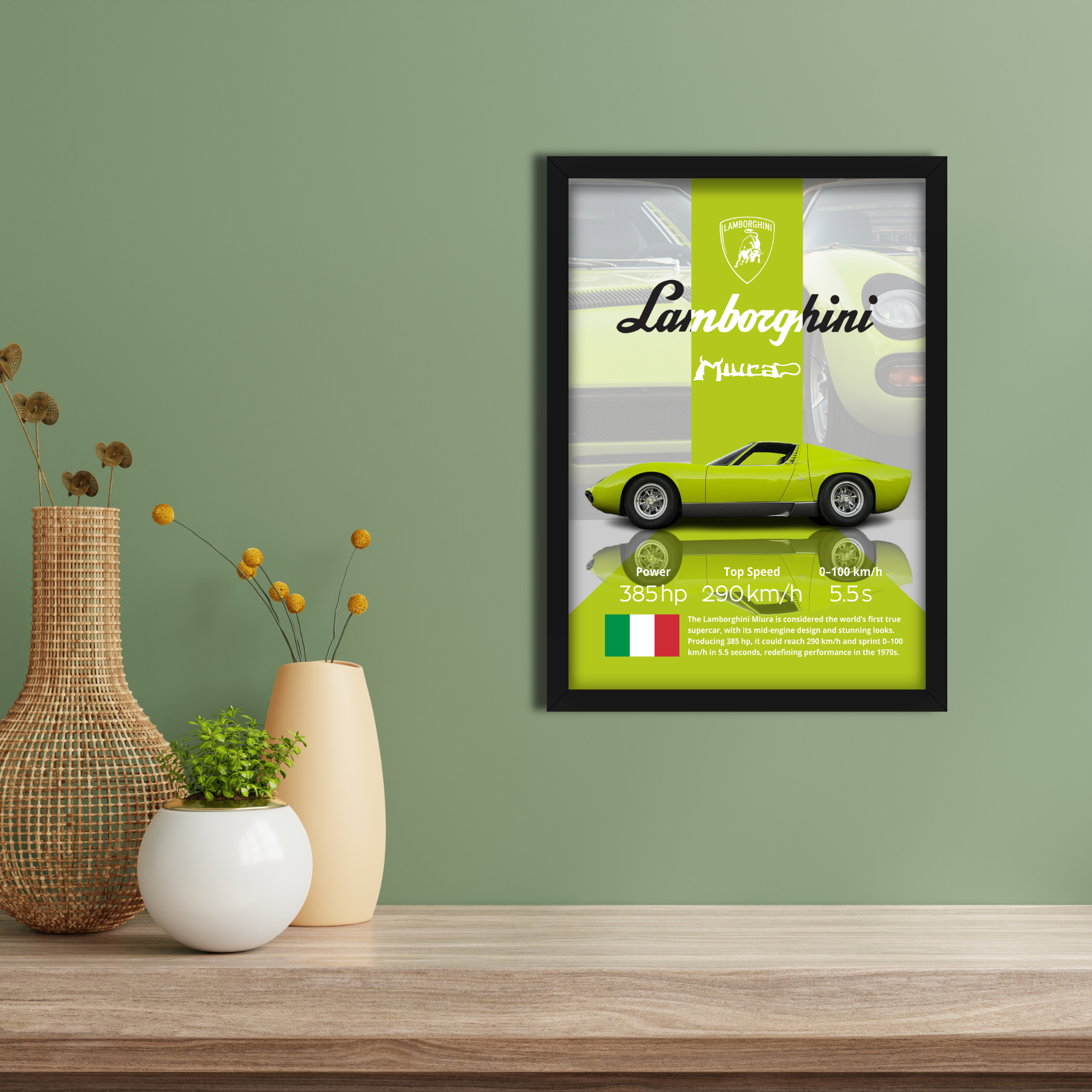 LAMBORGHINI MIURA - Framed Car Poster