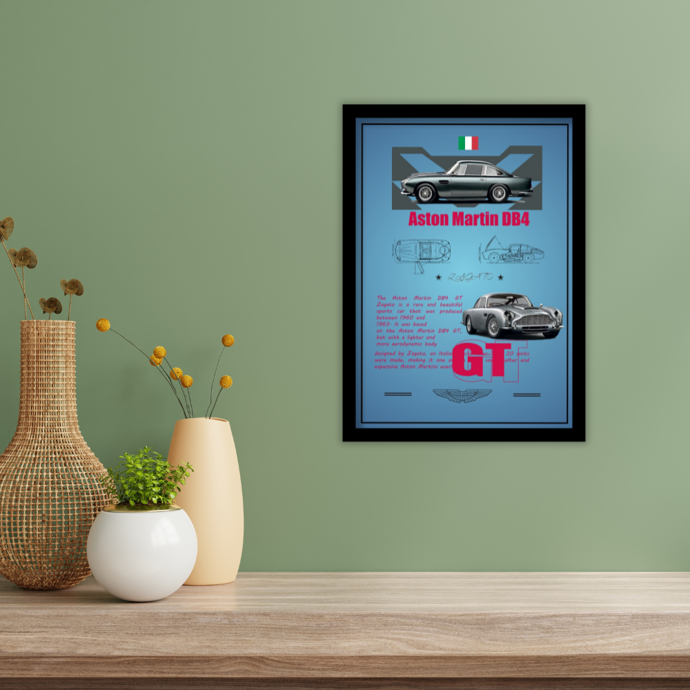 ASTON MARTIN DB4 GT - Framed Car Poster