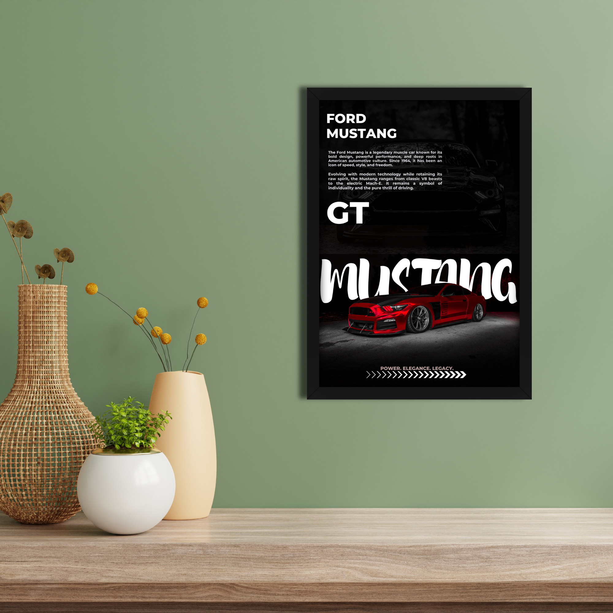 GT MUSTANG - Framed Car Poster