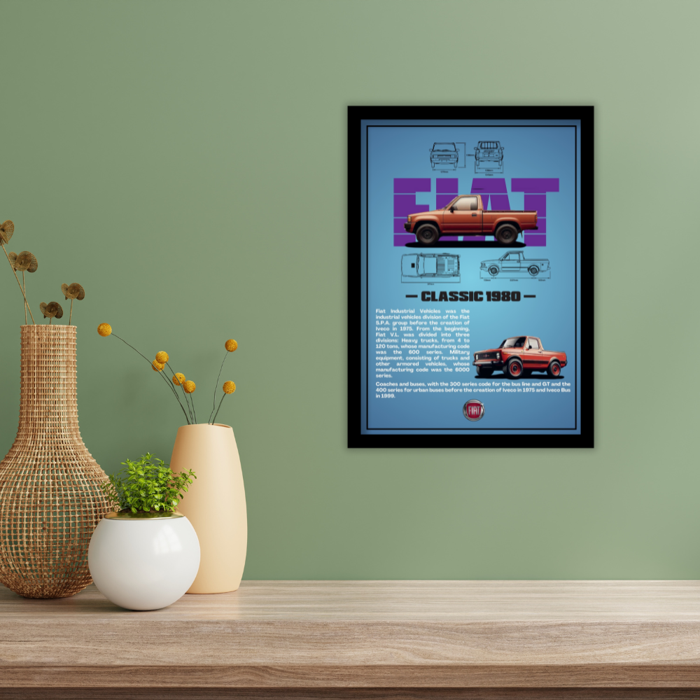 FIAT CLASSIC 1980 V2 - Framed Car Poster