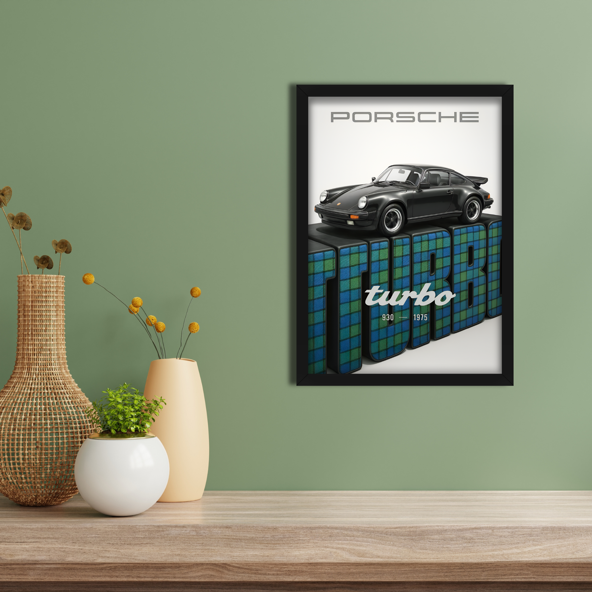 PORSCHE TURBO -1 - Framed Car Poster