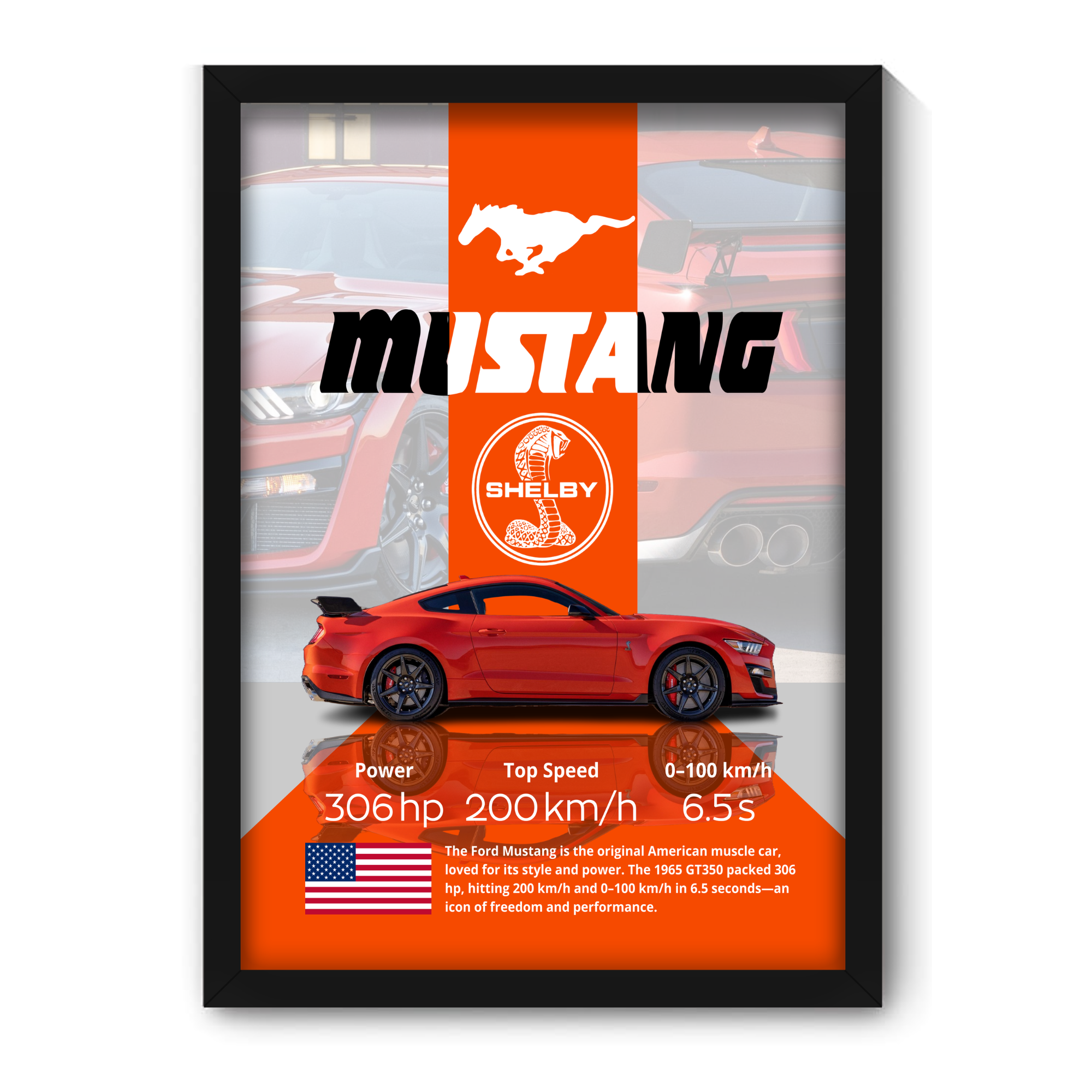 MUSTANG SHELBY - Framed Car Poster