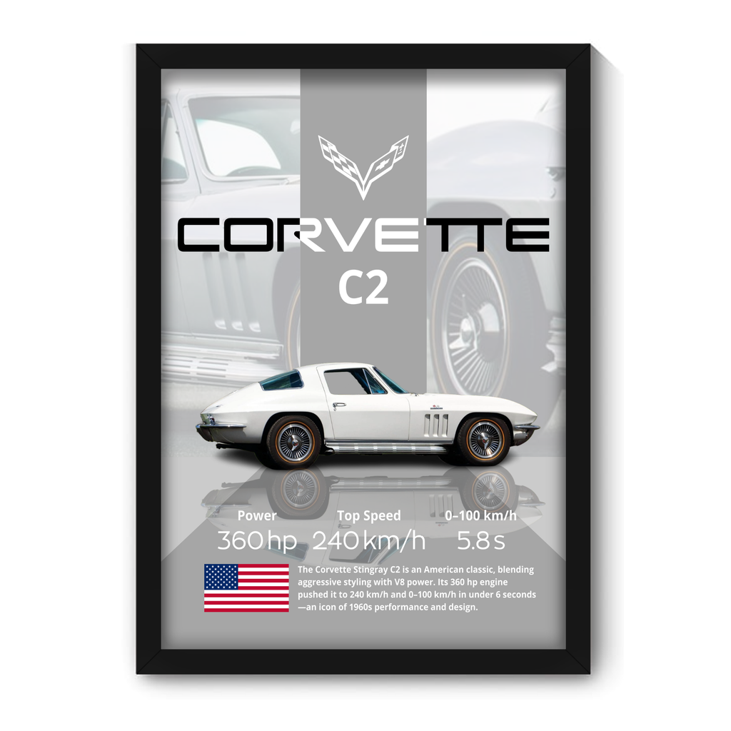 CORVETTE C2 - Framed Car Poster
