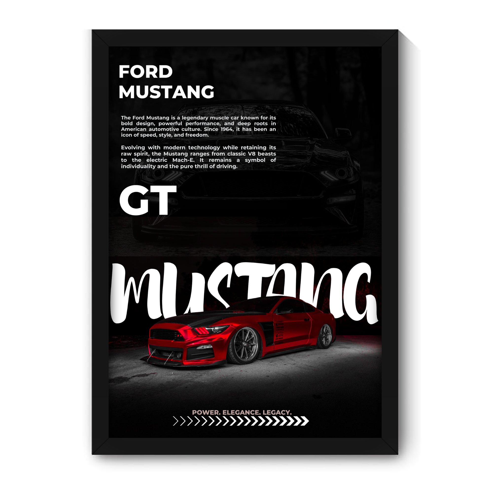GT MUSTANG - Framed Car Poster