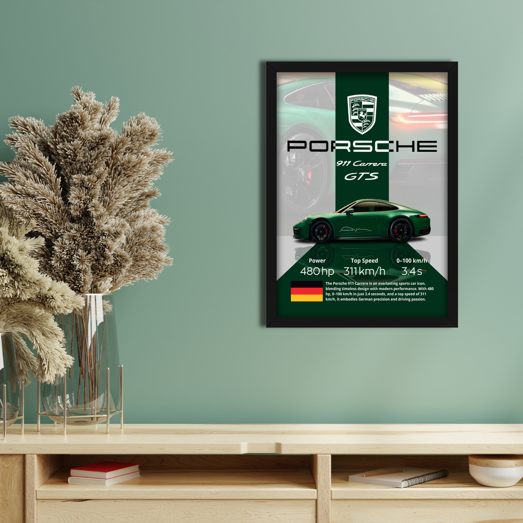 PORSCHE 911 CARRERA GTS - Framed Car Poster