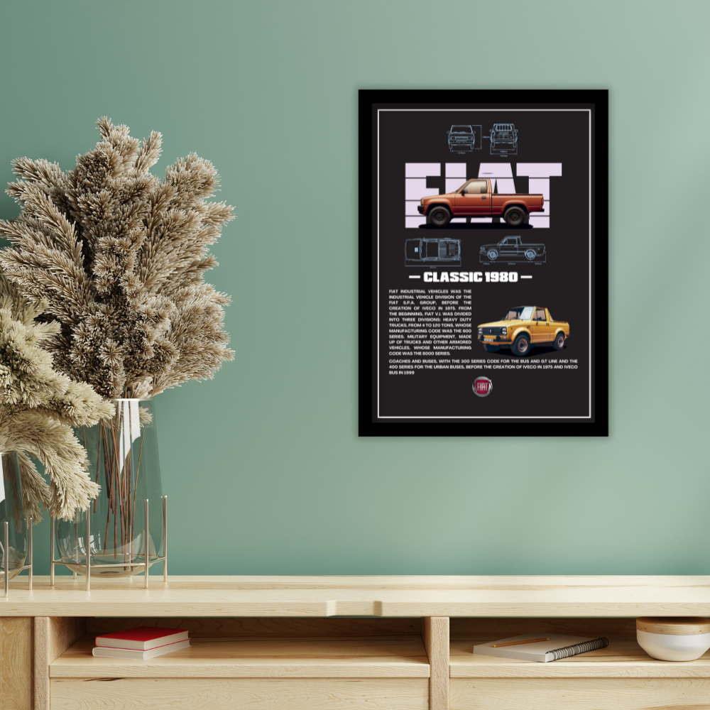 FIAT CLASSIC 1980 V1 - Framed Car Poster