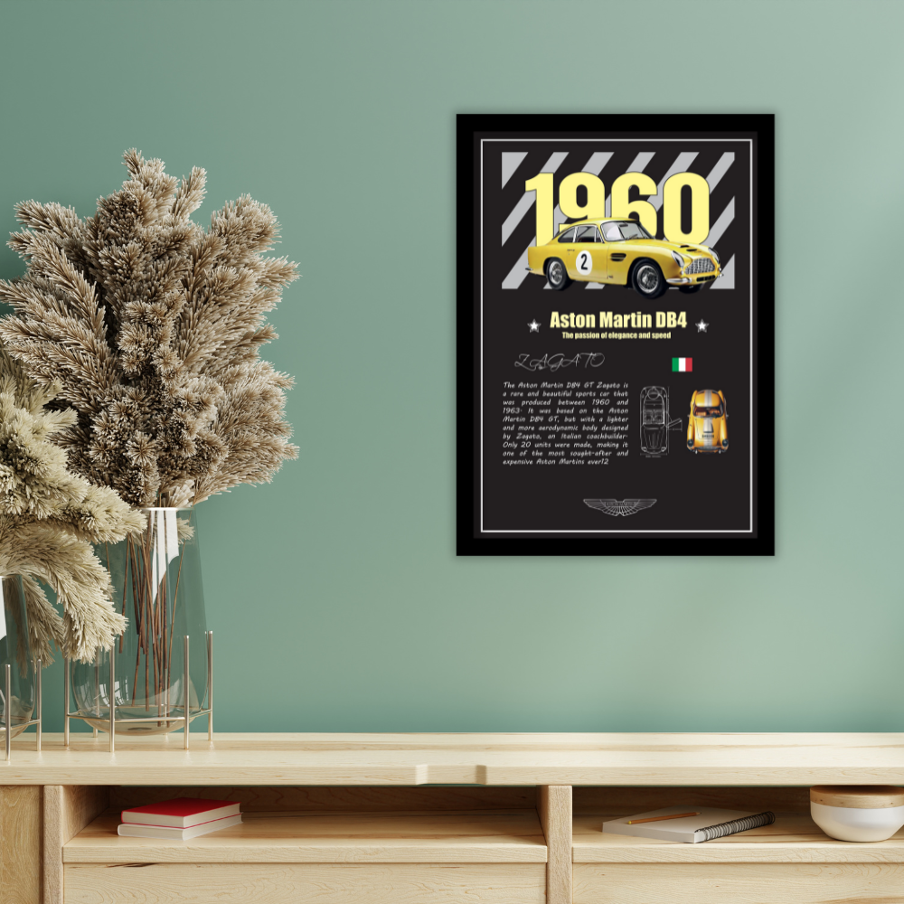 ASTON MARTIN DB4 GT ZAGATO 1960 - Framed Car Poster