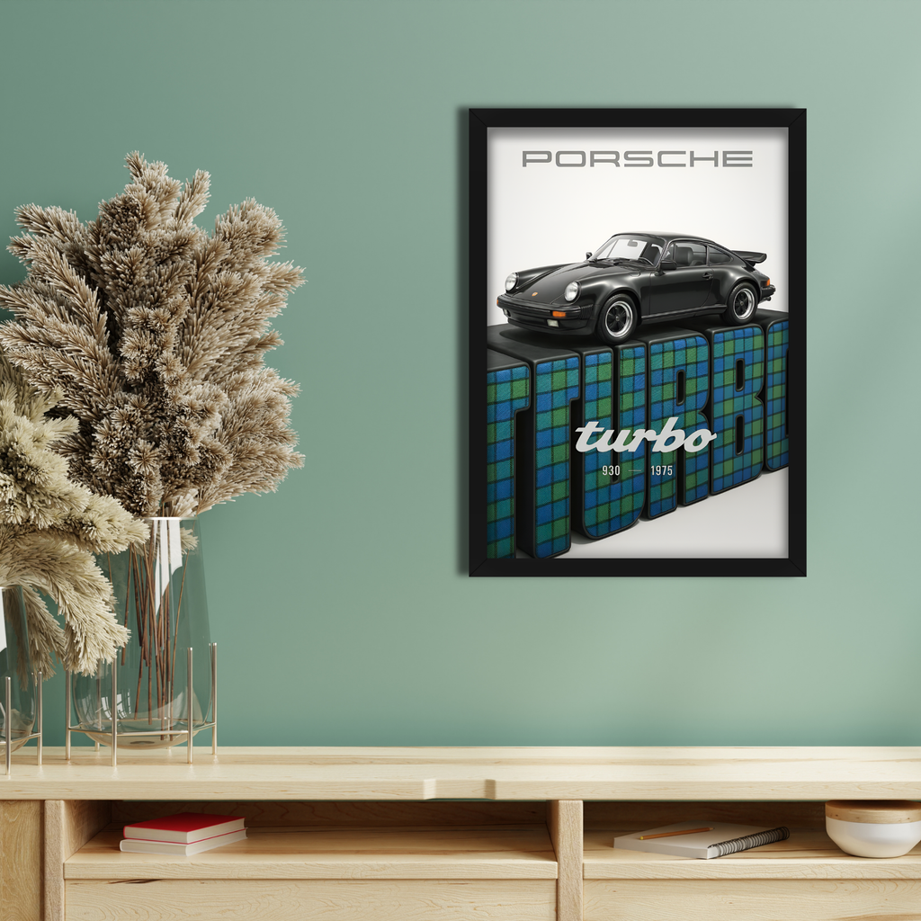 PORSCHE TURBO -1 - Framed Car Poster