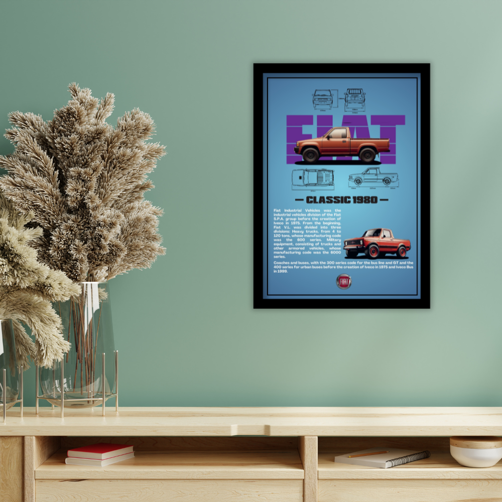 FIAT CLASSIC 1980 V2 - Framed Car Poster