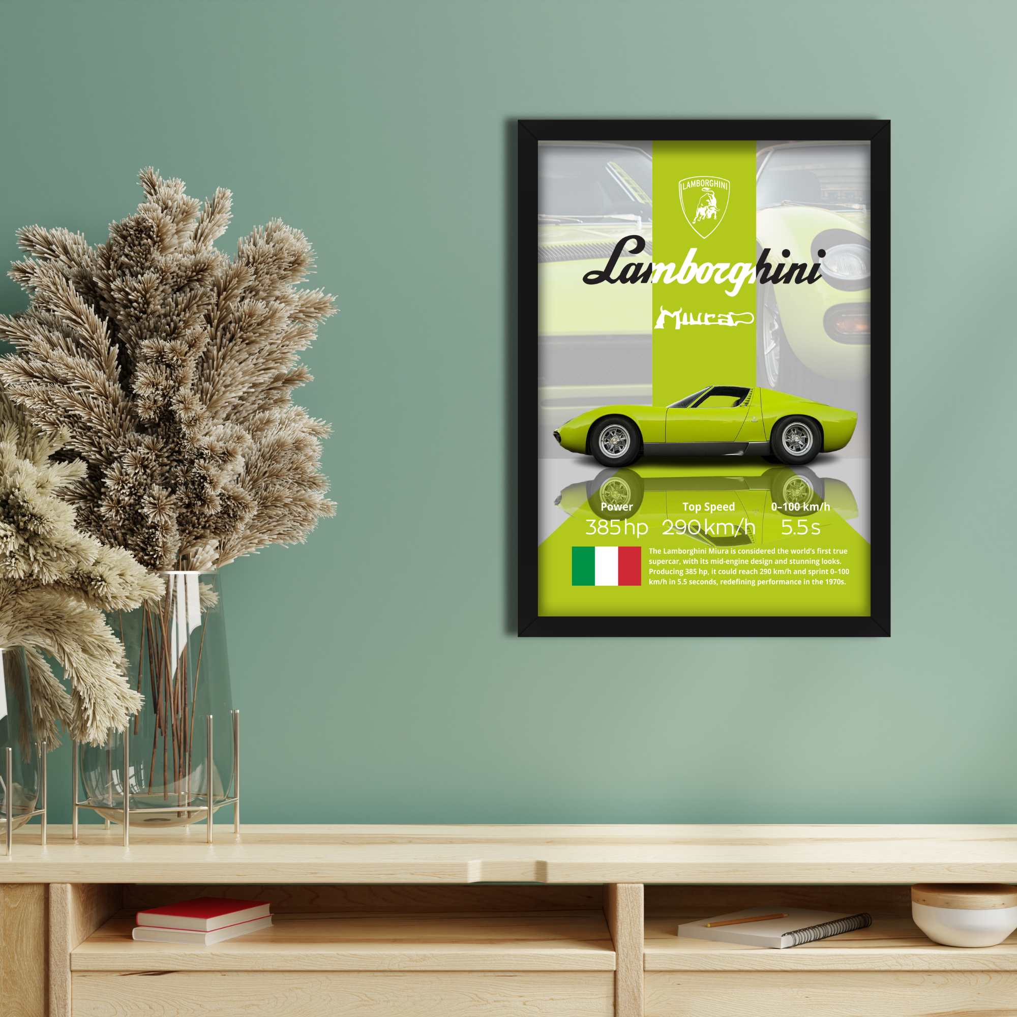 LAMBORGHINI MIURA - Framed Car Poster