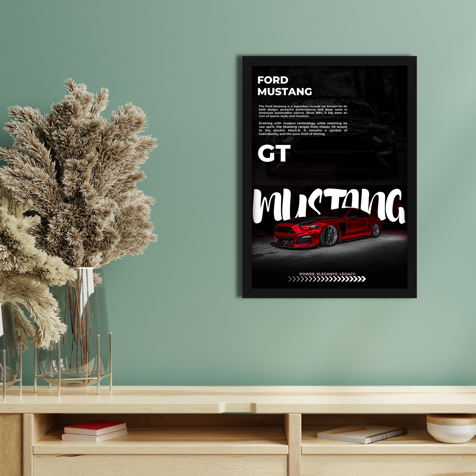 GT MUSTANG - Framed Car Poster