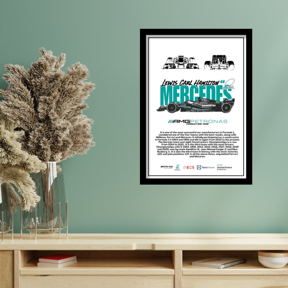 MERCEDES LEWIS CARL HAMILTON 44 - Framed Car Poster
