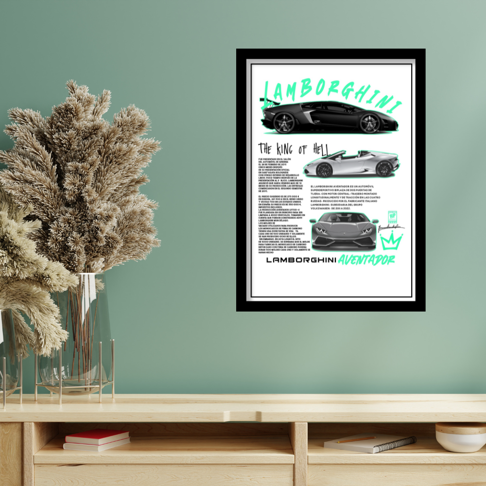 LAMBORGHINI AVENTADOR - Framed Car Poster