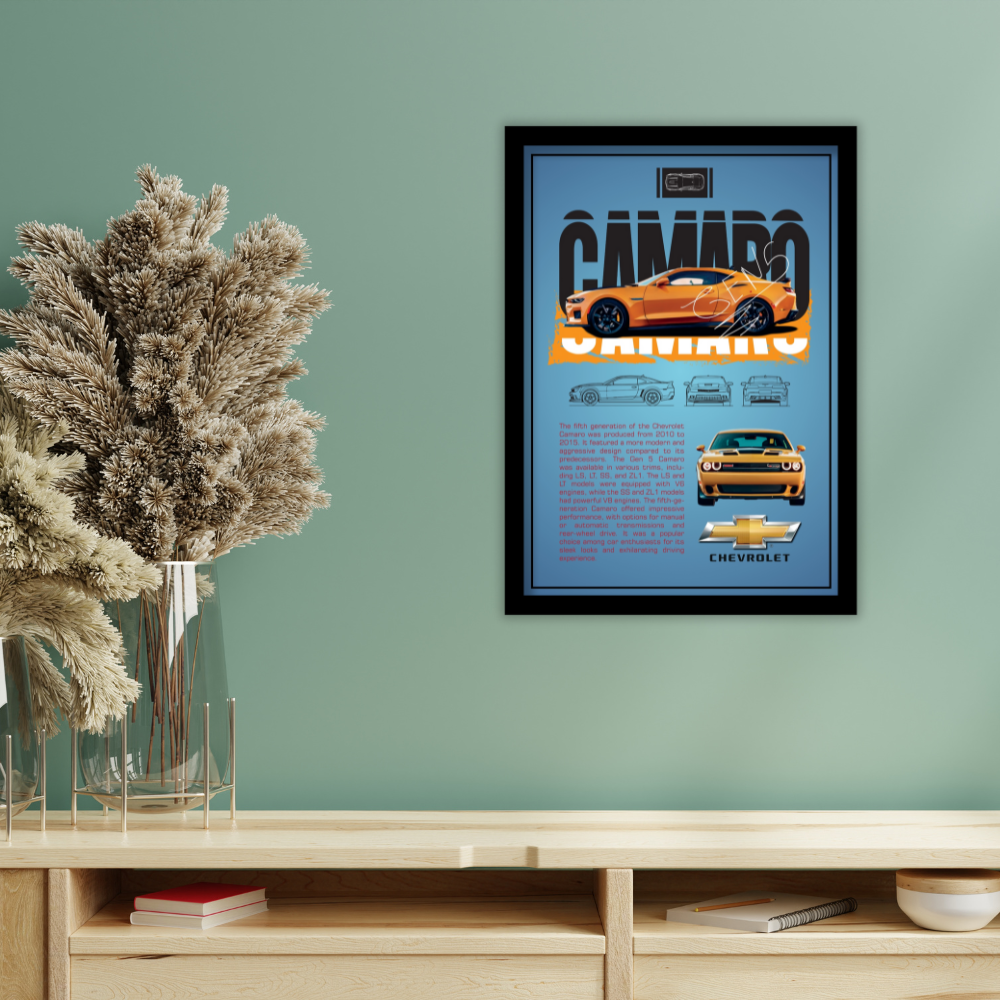 CHEVROLET CAMARO 5TH GEN - Framed Car Poster