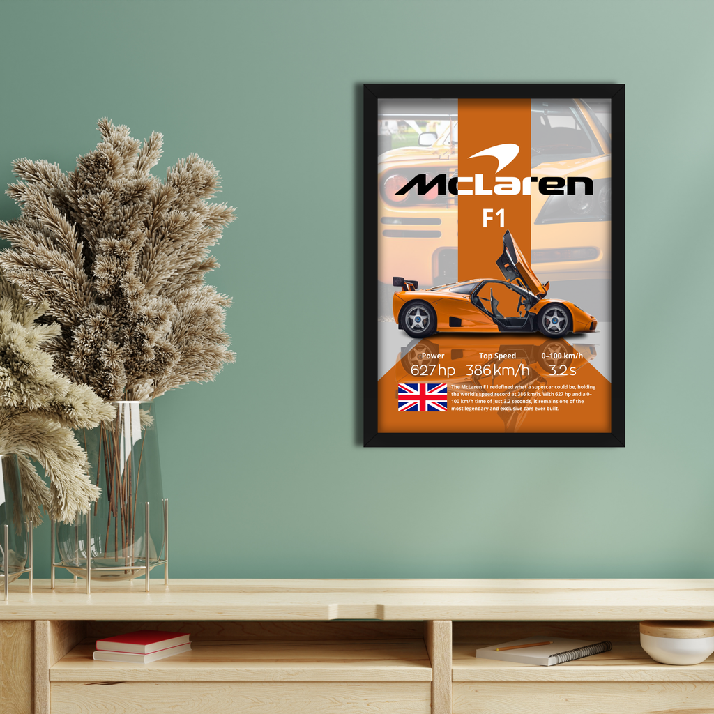 MCLAREN F1 - Framed Car Poster
