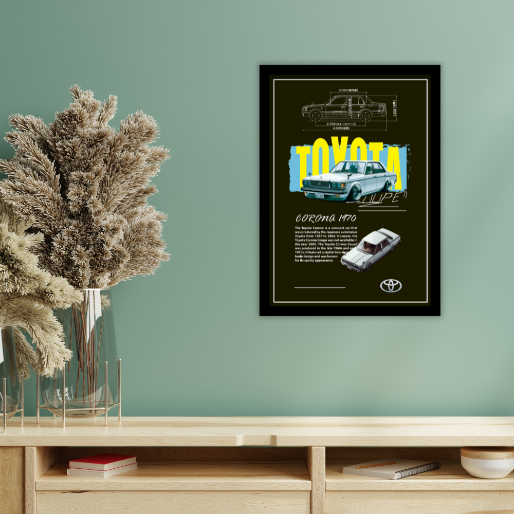 TOYOTA CORONA 1970 V1 - Framed Car Poster