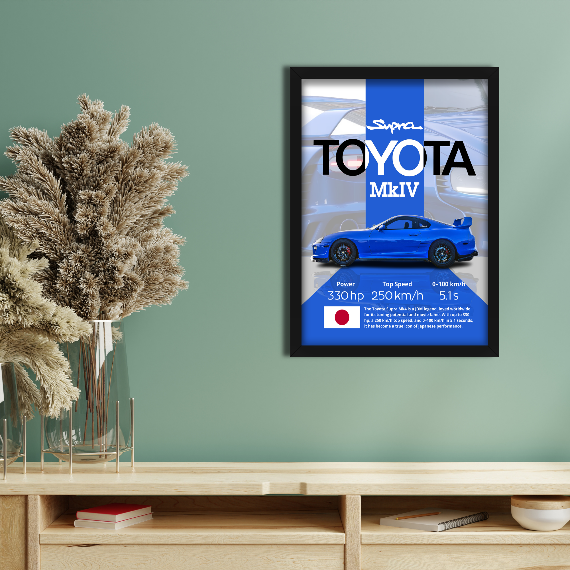 TOYOTA SUPRA MKIV - Framed Car Poster