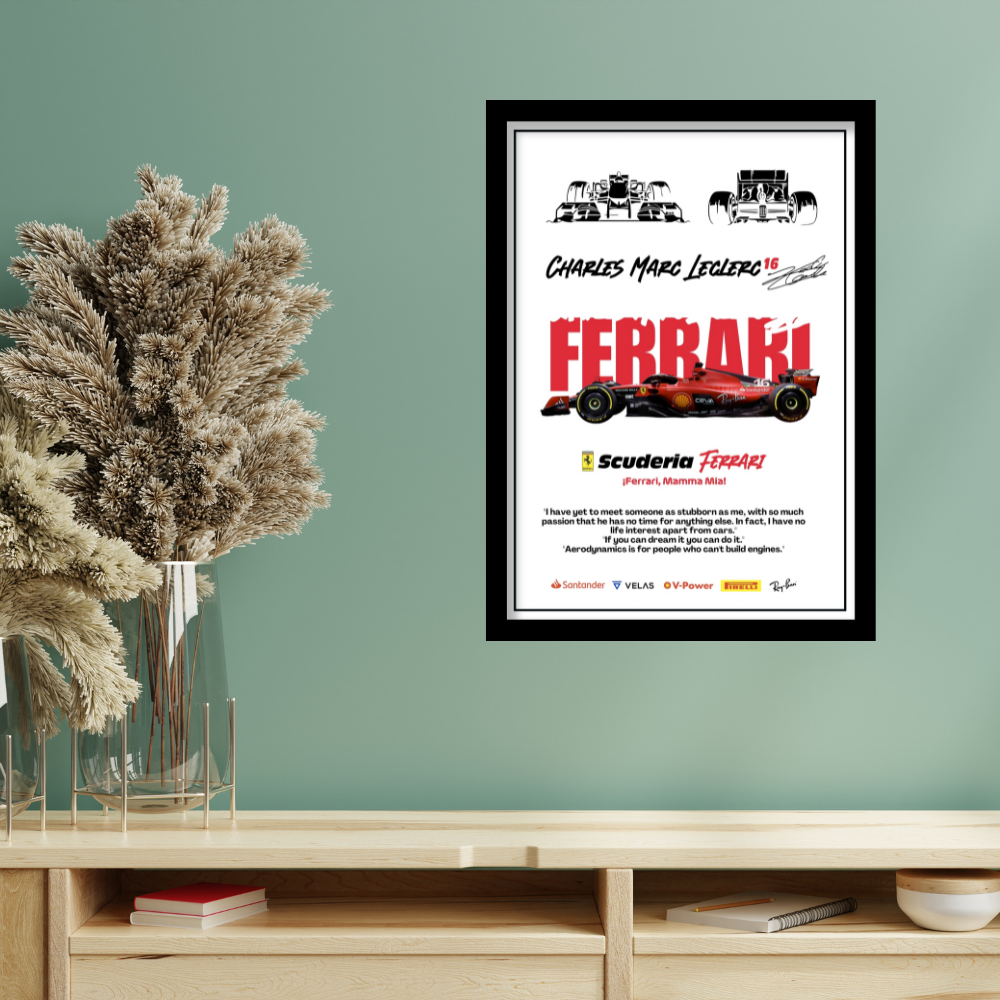 FERRARI CHARLES MARC LECLERC 16 - Framed Car Poster